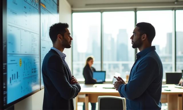 Data scientists working in a bright modern office space