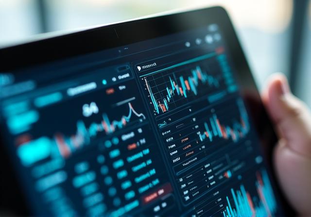 Financial data dashboard on a tablet